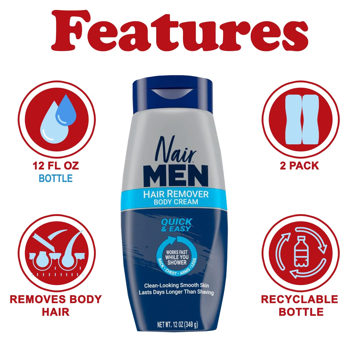 Nair Men Hair Removal Body Cream 13 oz by Nair