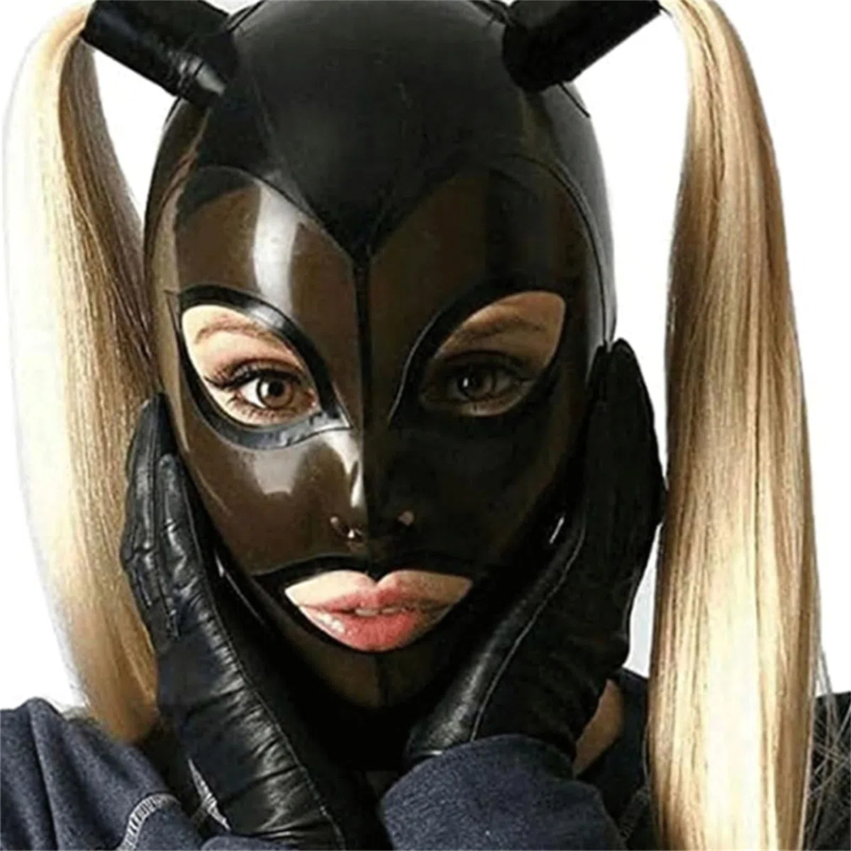 Masque Sexy en Latex, Masque De Bondage avec Masque De Perruque, Masque De Tête avec Trou De Respiration, Jouets Sexuels, Jeu De Rôle(Size:XL)
