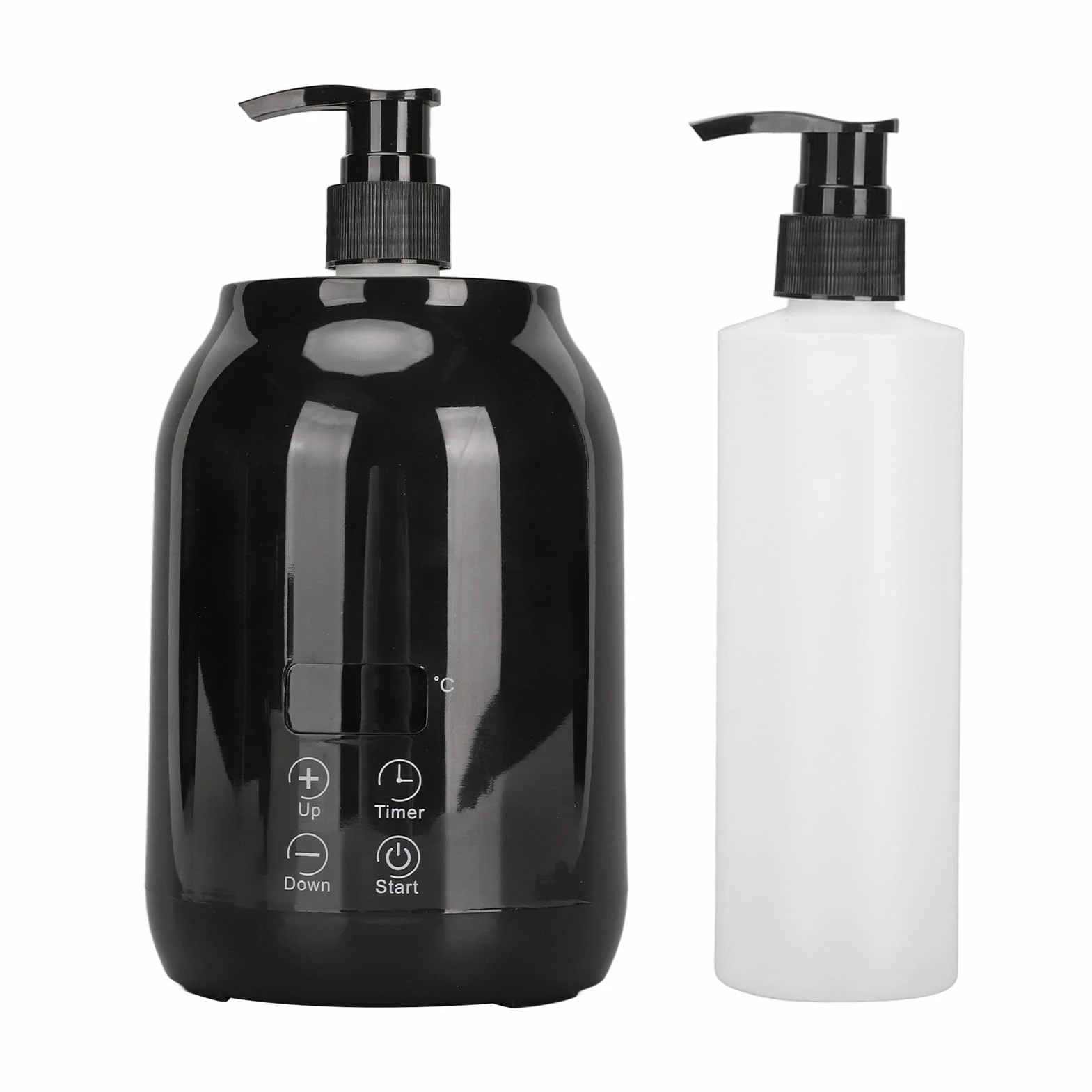 Bouteille de Chauffe-huile de Massage, Distributeur de Chauffe-lotion électrique Réchauffeur D'huile Essentielle avec 2 Bouteilles D'huile, Affichage LED, Température Réglable