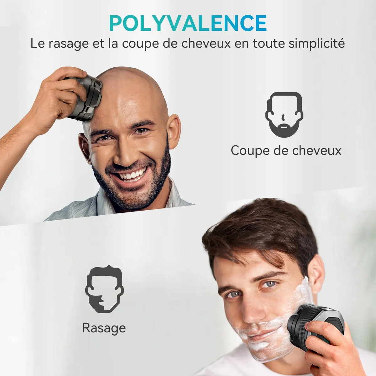 kensen Rasoir Tete Chauve Homme 6D Rasoir Electriques Hommes Cheveux 160 mins d'autonomie Rasoir Crane Homme Chauve Étanche Wet & Dry Type-C Tondeuse Crane Chauve sans Fil avec Écran LED