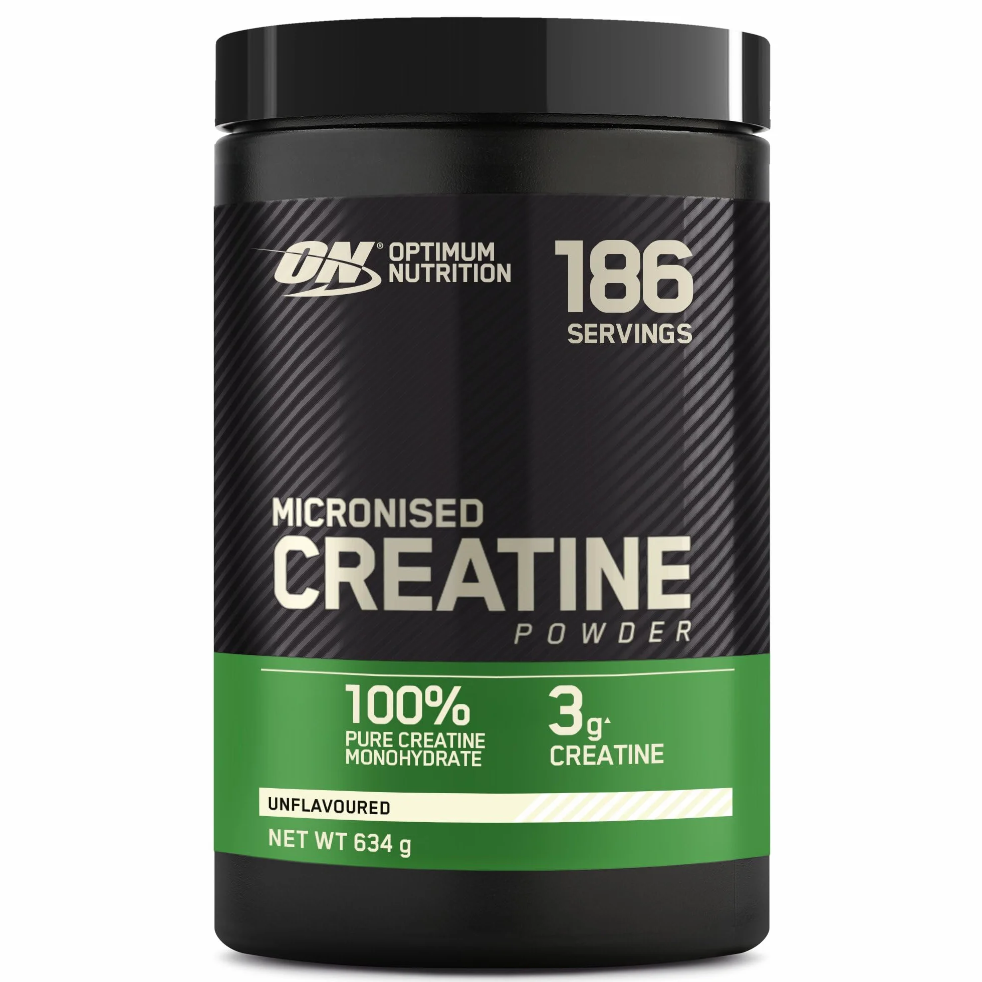 Optimum Nutrition Créatine Micronisée en Poudre, Sans Arôme, 634g, 186 Doses